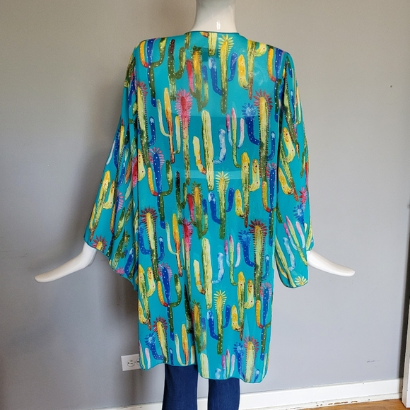 Lucky and Blessed Cactus Print Kimono, VGUC, Size M - Picture 3 of 7